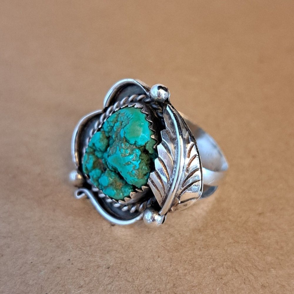 Vintage Navajo Signed Susie Benally Sterling Silver 925 Turquoise Ring Size 6.25 - Picture 8 of 8